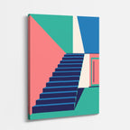 Cuadro canvas Escalera Azul Geometrica - Ilustraciones Arquitectonicas Urbano y Arquitectura - Vista Perspectiva
