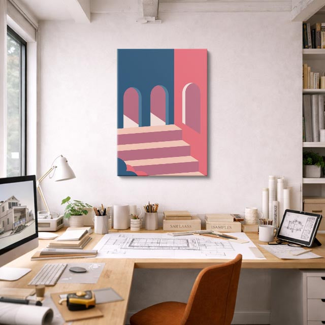 Cuadro canvas Arcos Rosa y Azul - Ilustraciones Arquitectonicas Urbano y Arquitectura - Vista Lifestyle