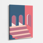 Cuadro canvas Arcos Rosa y Azul - Ilustraciones Arquitectonicas Urbano y Arquitectura - Vista Perspectiva