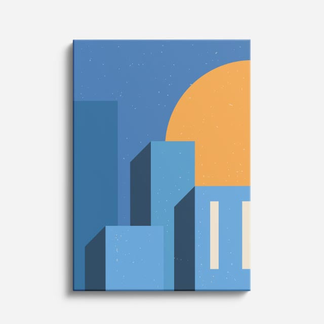 Cuadro canvas Torre Azul y Naranja - Ilustraciones Arquitectonicas Urbano y Arquitectura - Vista Frente