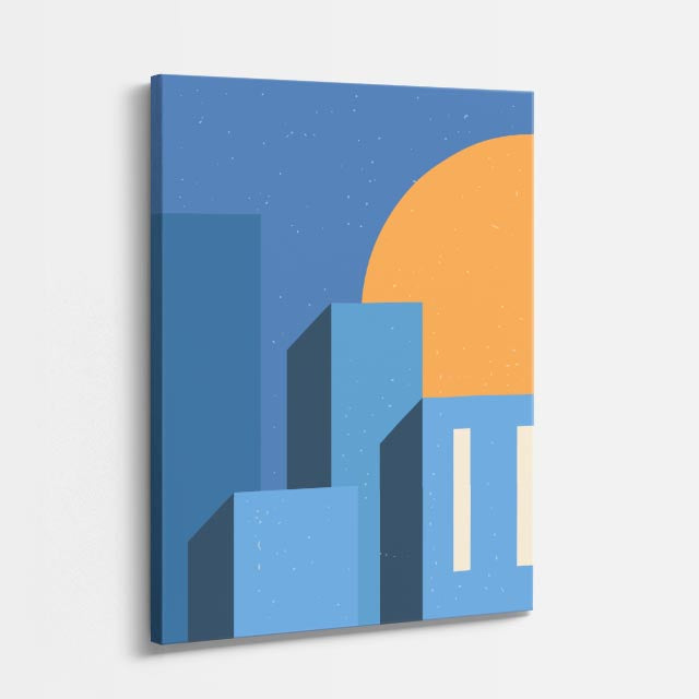 Cuadro canvas Torre Azul y Naranja - Ilustraciones Arquitectonicas Urbano y Arquitectura - Vista Perspectiva