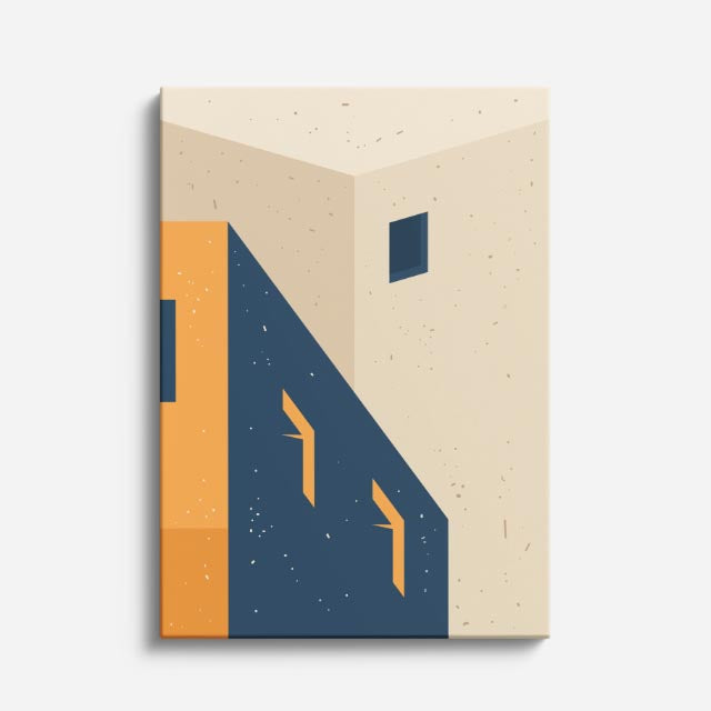 Cuadro canvas Corredor Nocturno Naranja - Ilustraciones Arquitectonicas Urbano y Arquitectura - Vista Frente