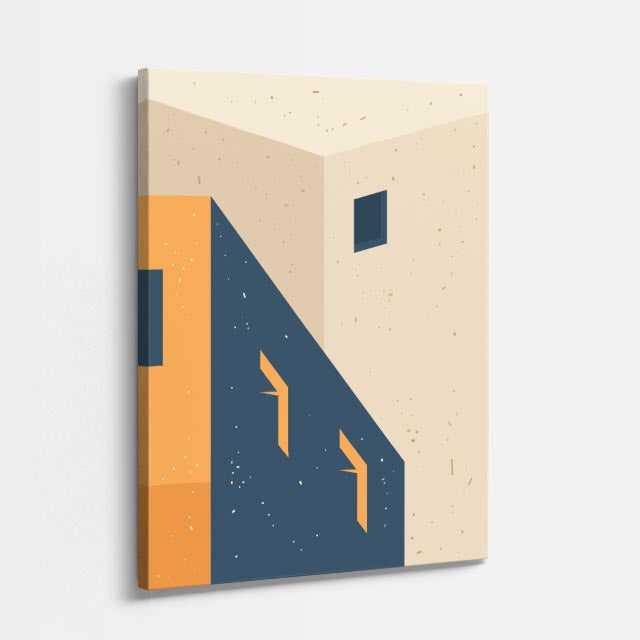 Cuadro canvas Corredor Nocturno Naranja - Ilustraciones Arquitectonicas Urbano y Arquitectura - Vista Perspectiva