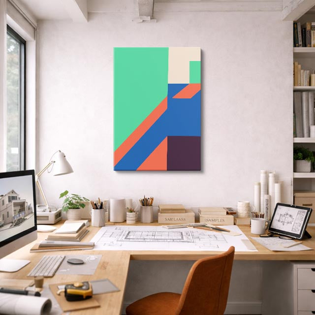 Cuadro canvas Geometria Verde y Rojo - Ilustraciones Arquitectonicas Urbano y Arquitectura - Vista Lifestyle