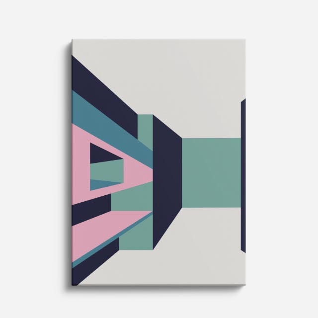 Cuadro canvas Perspectiva Rosa y Teal - Ilustraciones Arquitectonicas Urbano y Arquitectura - Vista Frente