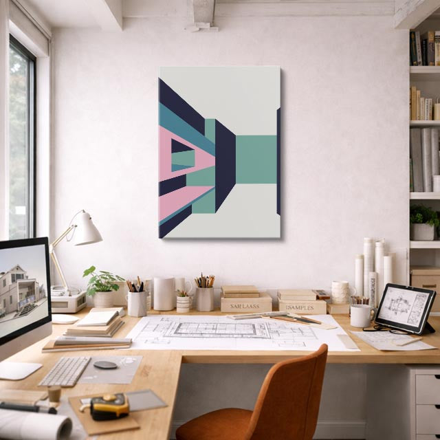 Cuadro canvas Perspectiva Rosa y Teal - Ilustraciones Arquitectonicas Urbano y Arquitectura - Vista Lifestyle