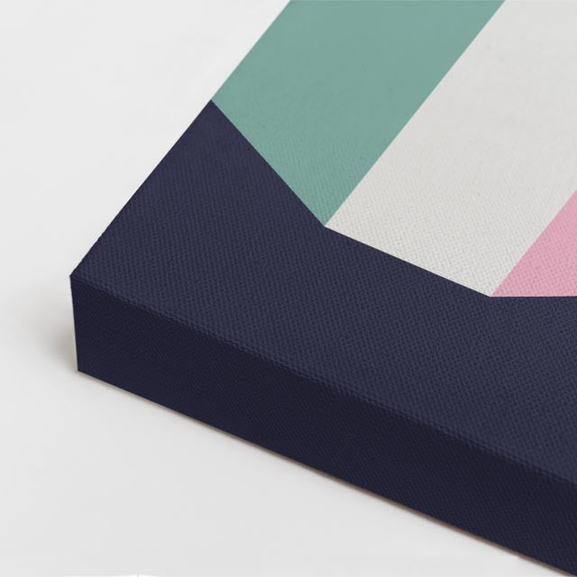 Cuadro canvas Fachada Rosa y Teal - Ilustraciones Arquitectonicas Urbano y Arquitectura - Vista CloseUp