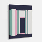 Cuadro canvas Fachada Rosa y Teal - Ilustraciones Arquitectonicas Urbano y Arquitectura - Vista Perspectiva