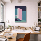 Cuadro canvas Escalera Teal y Rosa - Ilustraciones Arquitectonicas Urbano y Arquitectura - Vista Lifestyle