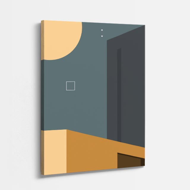 Cuadro canvas Puerta Gris y Dorado - Ilustraciones Arquitectonicas Urbano y Arquitectura - Vista Perspectiva