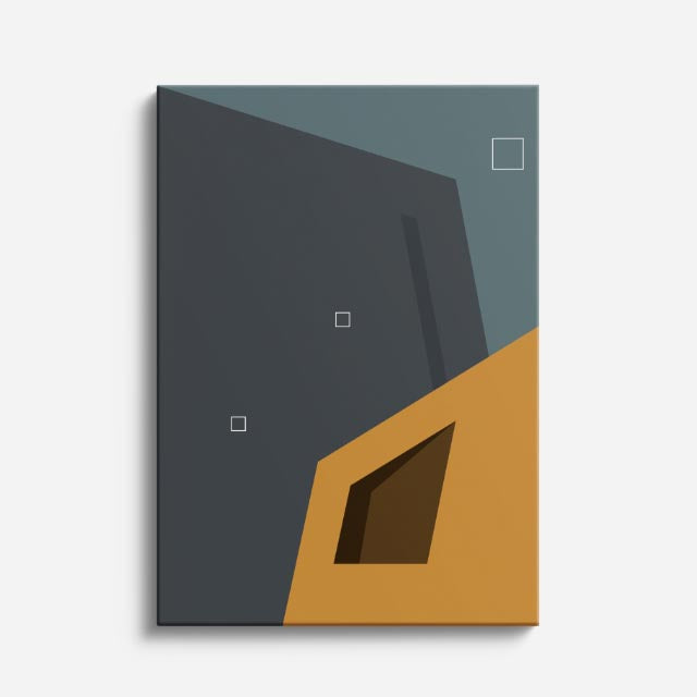 Cuadro canvas Volumen Gris y Dorado - Ilustraciones Arquitectonicas Urbano y Arquitectura - Vista Frente