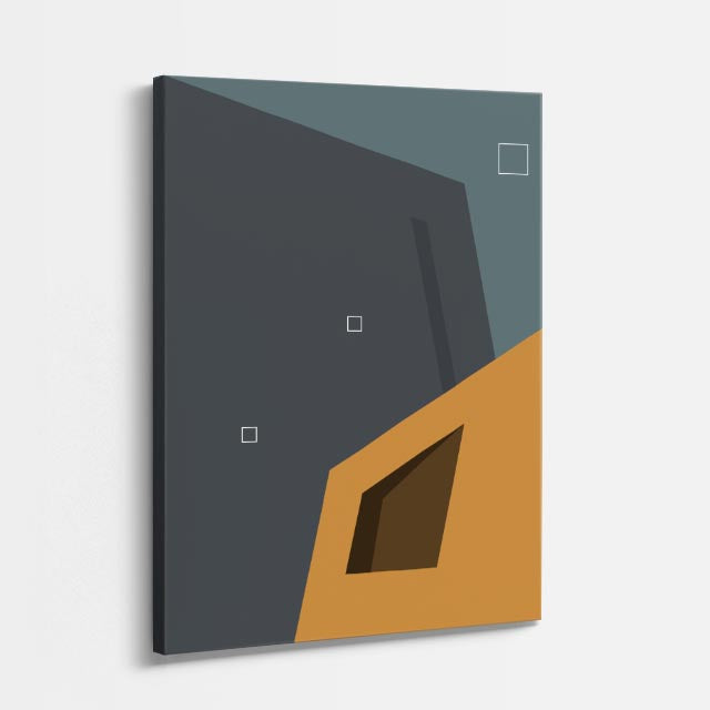 Cuadro canvas Volumen Gris y Dorado - Ilustraciones Arquitectonicas Urbano y Arquitectura - Vista Perspectiva