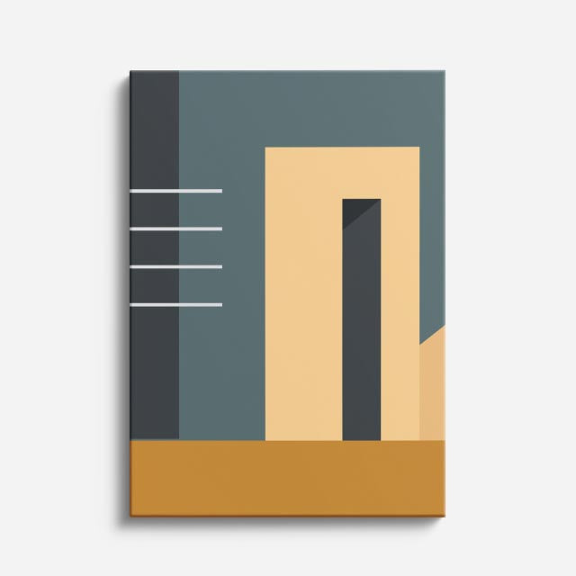 Cuadro canvas Corredor Gris y Naranja - Ilustraciones Arquitectonicas Urbano y Arquitectura - Vista Frente