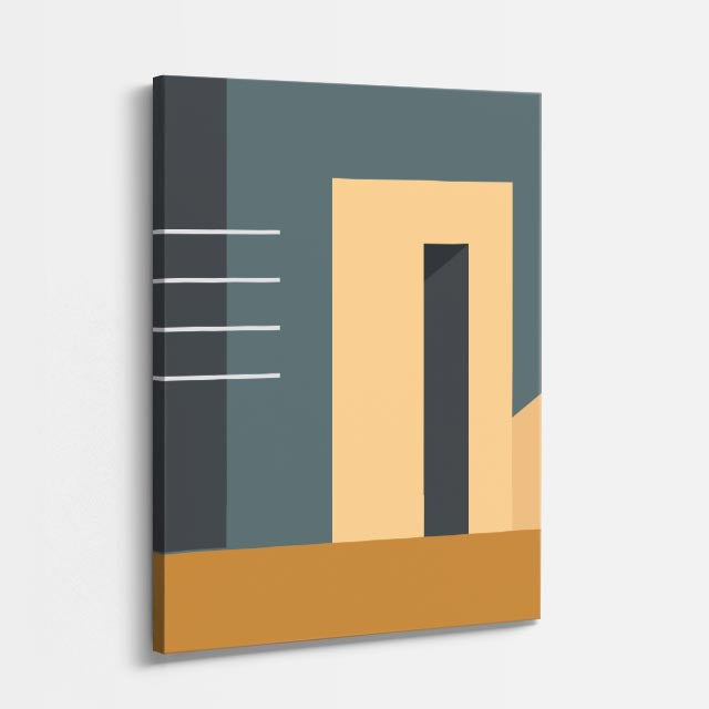 Cuadro canvas Corredor Gris y Naranja - Ilustraciones Arquitectonicas Urbano y Arquitectura - Vista Perspectiva