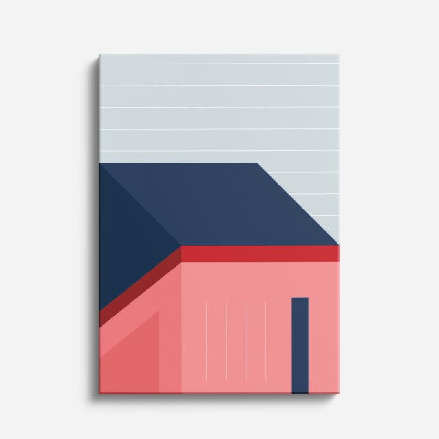 Cuadro canvas Tejado Rosa y Gris - Ilustraciones Arquitectonicas Urbano y Arquitectura - Vista Frente