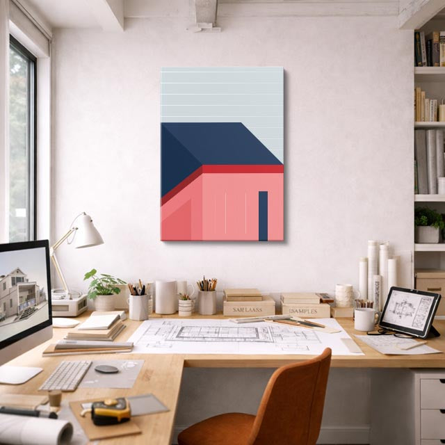 Cuadro canvas Tejado Rosa y Gris - Ilustraciones Arquitectonicas Urbano y Arquitectura - Vista Lifestyle