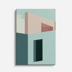 Cuadro canvas Volumenes Teal y Salmon - Ilustraciones Arquitectonicas Urbano y Arquitectura - Vista Frente