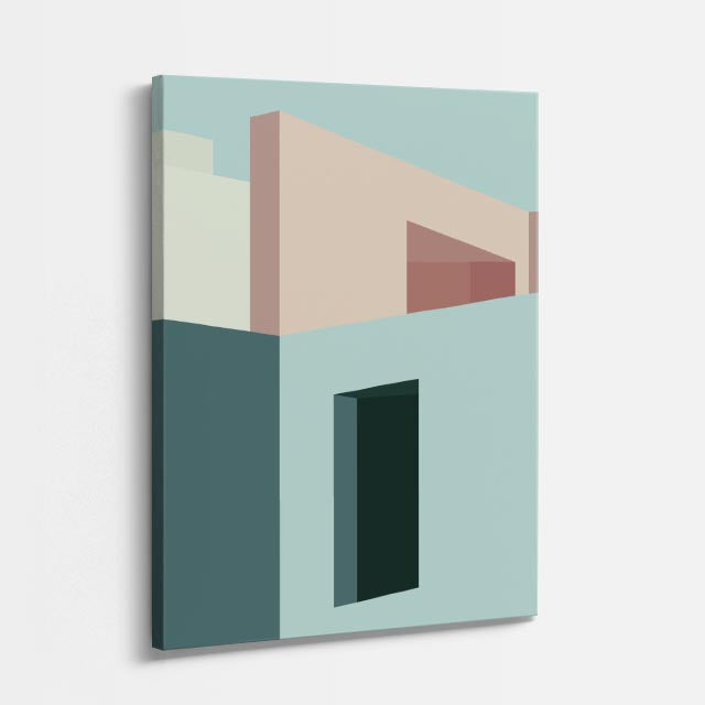 Cuadro canvas Volumenes Teal y Salmon - Ilustraciones Arquitectonicas Urbano y Arquitectura - Vista Perspectiva