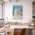 Cuadro canvas Bloques Teal y Rosa - Ilustraciones Arquitectonicas Urbano y Arquitectura - Vista Lifestyle