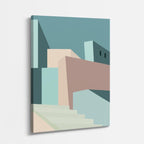 Cuadro canvas Bloques Teal y Rosa - Ilustraciones Arquitectonicas Urbano y Arquitectura - Vista Perspectiva