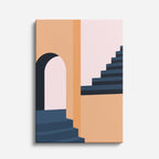 Cuadro canvas Escalera Naranja y Gris - Ilustraciones Arquitectonicas Urbano y Arquitectura - Vista Frente