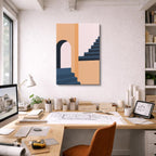 Cuadro canvas Escalera Naranja y Gris - Ilustraciones Arquitectonicas Urbano y Arquitectura - Vista Lifestyle