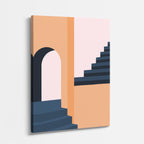Cuadro canvas Escalera Naranja y Gris - Ilustraciones Arquitectonicas Urbano y Arquitectura - Vista Perspectiva