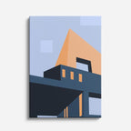 Cuadro canvas Edificio Naranja y Azul - Ilustraciones Arquitectonicas Urbano y Arquitectura - Vista Frente
