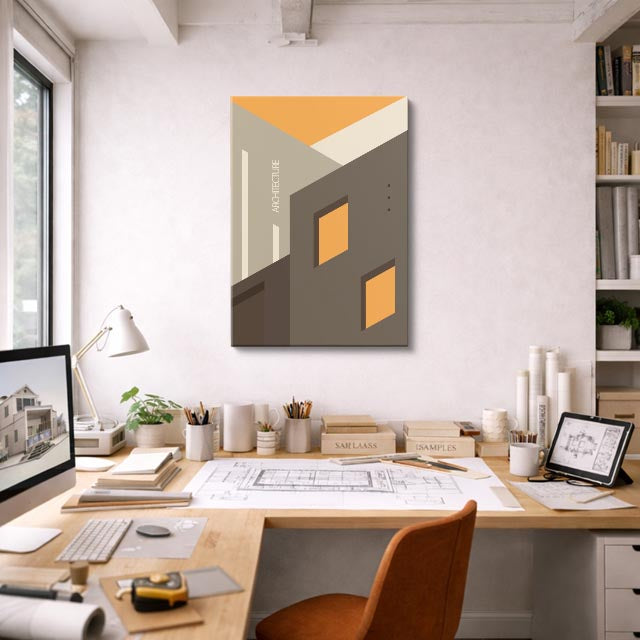 Cuadro canvas Fachada Tierra y Naranja - Ilustraciones Arquitectonicas Urbano y Arquitectura - Vista Lifestyle