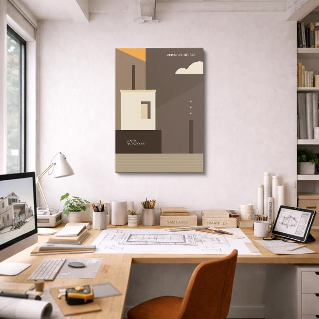 Cuadro canvas Minimal Tierra y Beige - Ilustraciones Arquitectonicas Urbano y Arquitectura - Vista Lifestyle
