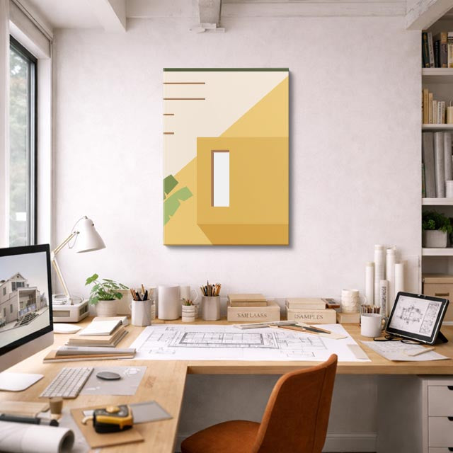 Cuadro canvas Geometria Verde y Amarillo - Ilustraciones Arquitectonicas Urbano y Arquitectura - Vista Lifestyle
