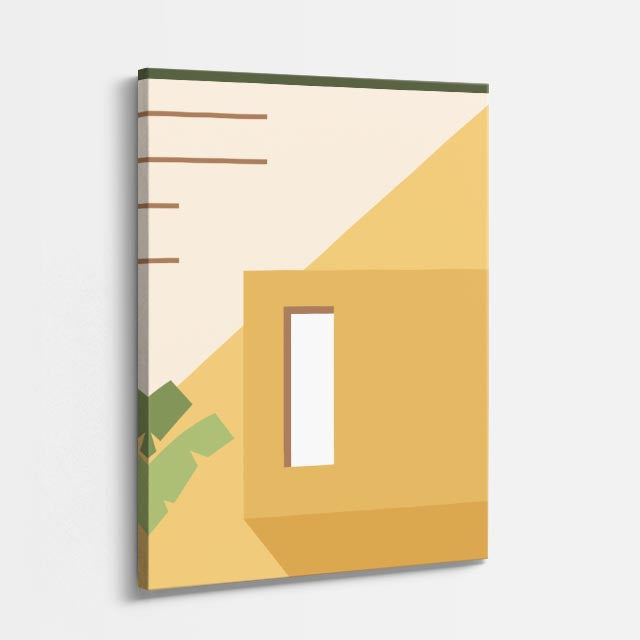 Cuadro canvas Geometria Verde y Amarillo - Ilustraciones Arquitectonicas Urbano y Arquitectura - Vista Perspectiva