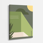 Cuadro canvas Fachada Verde y Amarillo - Ilustraciones Arquitectonicas Urbano y Arquitectura - Vista Perspectiva