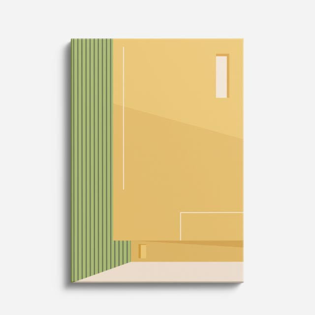 Cuadro canvas Corredor Verde y Amarillo - Ilustraciones Arquitectonicas Urbano y Arquitectura - Vista Frente