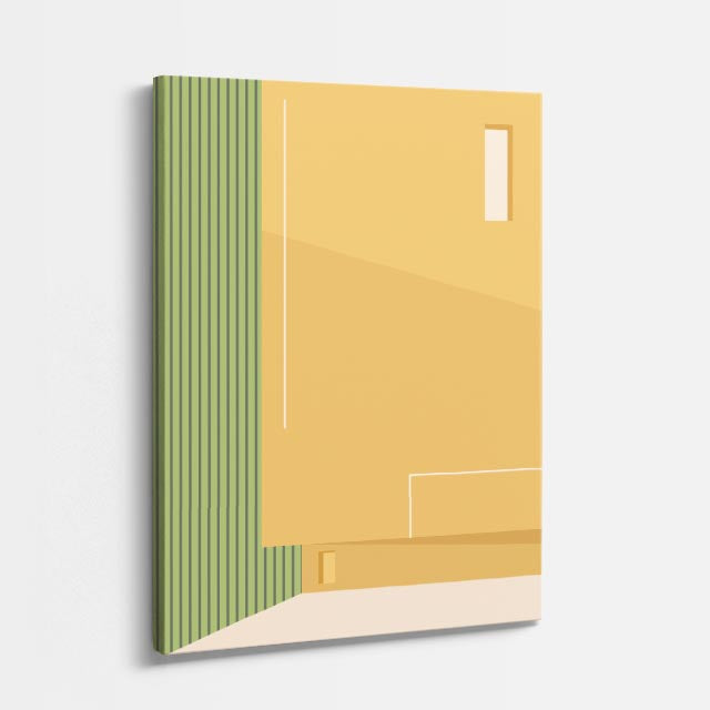 Cuadro canvas Corredor Verde y Amarillo - Ilustraciones Arquitectonicas Urbano y Arquitectura - Vista Perspectiva