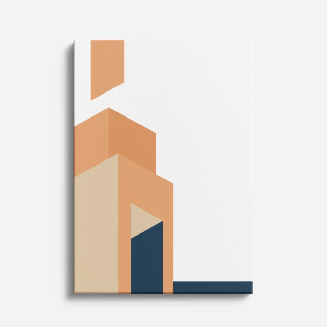 Cuadro canvas Bloques Naranja y Blanco - Ilustraciones Arquitectonicas Urbano y Arquitectura - Vista Frente