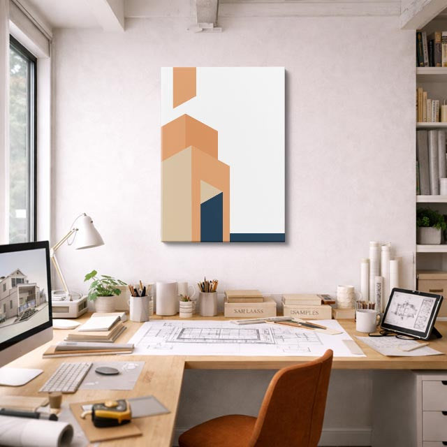Cuadro canvas Bloques Naranja y Blanco - Ilustraciones Arquitectonicas Urbano y Arquitectura - Vista Lifestyle