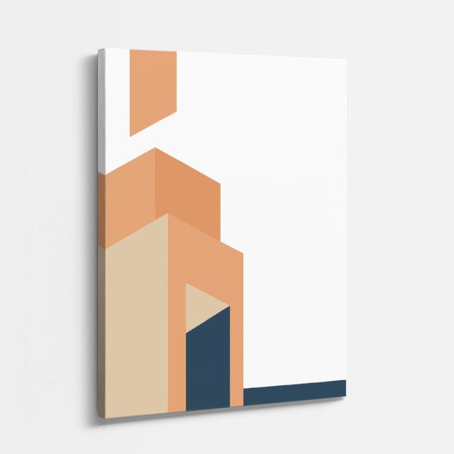 Cuadro canvas Bloques Naranja y Blanco - Ilustraciones Arquitectonicas Urbano y Arquitectura - Vista Perspectiva