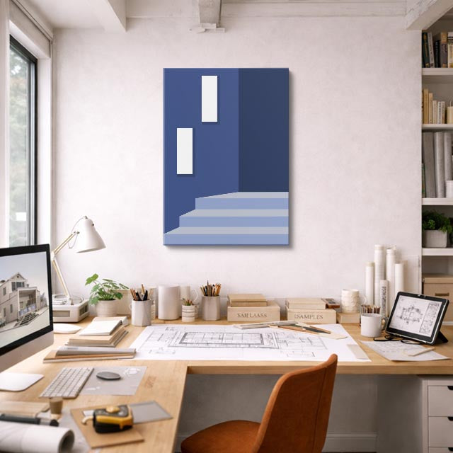 Cuadro canvas Fachada Azul Oscuro - Ilustraciones Arquitectonicas Urbano y Arquitectura - Vista Lifestyle