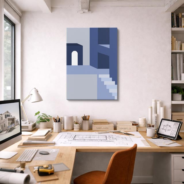 Cuadro canvas Arcos Azul Lavanda - Ilustraciones Arquitectonicas Urbano y Arquitectura - Vista Lifestyle