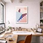 Cuadro canvas Escalera Gato Salmon - Ilustraciones Arquitectonicas Urbano y Arquitectura - Vista Lifestyle