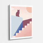 Cuadro canvas Escalera Gato Salmon - Ilustraciones Arquitectonicas Urbano y Arquitectura - Vista Perspectiva
