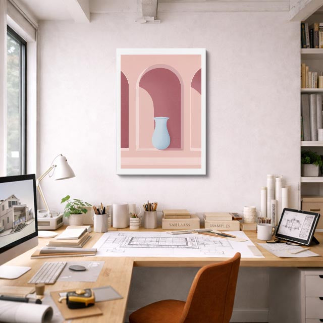 Cuadro canvas Arcos Salmon y Teal - Ilustraciones Arquitectonicas Urbano y Arquitectura - Vista Lifestyle