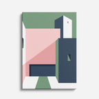 Cuadro canvas Fachada Verde y Rosa - Ilustraciones Arquitectonicas Urbano y Arquitectura - Vista Frente