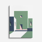 Cuadro canvas Casa Verde y Blanco - Ilustraciones Arquitectonicas Urbano y Arquitectura - Vista Frente