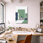 Cuadro canvas Casa Verde y Blanco - Ilustraciones Arquitectonicas Urbano y Arquitectura - Vista Lifestyle