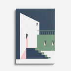 Cuadro canvas Edificio Blanco y Verde - Ilustraciones Arquitectonicas Urbano y Arquitectura - Vista Frente