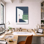 Cuadro canvas Edificio Blanco y Verde - Ilustraciones Arquitectonicas Urbano y Arquitectura - Vista Lifestyle