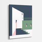 Cuadro canvas Edificio Blanco y Verde - Ilustraciones Arquitectonicas Urbano y Arquitectura - Vista Perspectiva