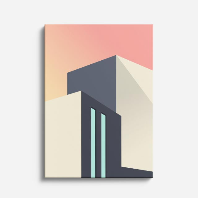 Cuadro canvas Fachada Gris Calido - Ilustraciones Arquitectonicas Urbano y Arquitectura - Vista Frente